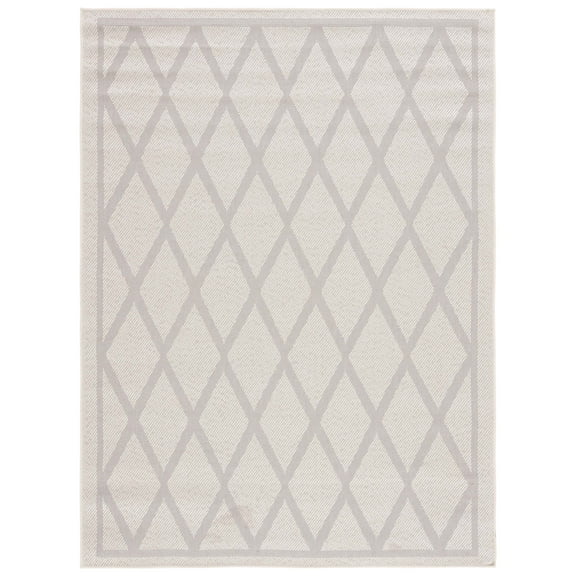 SAFAVIEH Martha Stewart Geometric Indoor/Outdoor Area Rug, Ivory/Light Grey, 5'1" x 7'