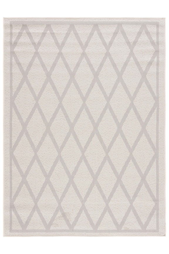 SAFAVIEH Martha Stewart Geometric Indoor/Outdoor Area Rug, Ivory/Light Grey, 6'7" x 8'7"