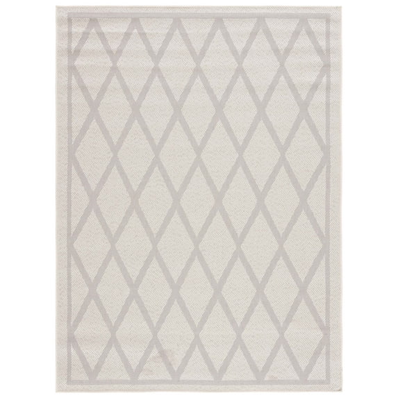 SAFAVIEH Martha Stewart Geometric Indoor/Outdoor Area Rug, Ivory/Light Grey, 6'7" x 8'7"
