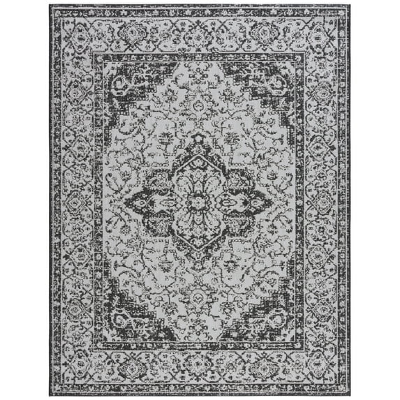 SAFAVIEH Martha Stewart Geometric Indoor/Outdoor Area Rug, Light Grey/Charcoal, 6'7" x 9'