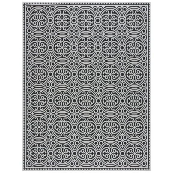 SAFAVIEH Martha Stewart Geometric Indoor/Outdoor Area Rug, Light Grey/Charcoal, 6'7" x 9'