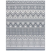 SAFAVIEH Martha Stewart Geometric Indoor/Outdoor Area Rug, Navy/Cream, 6'7" x 8'7"