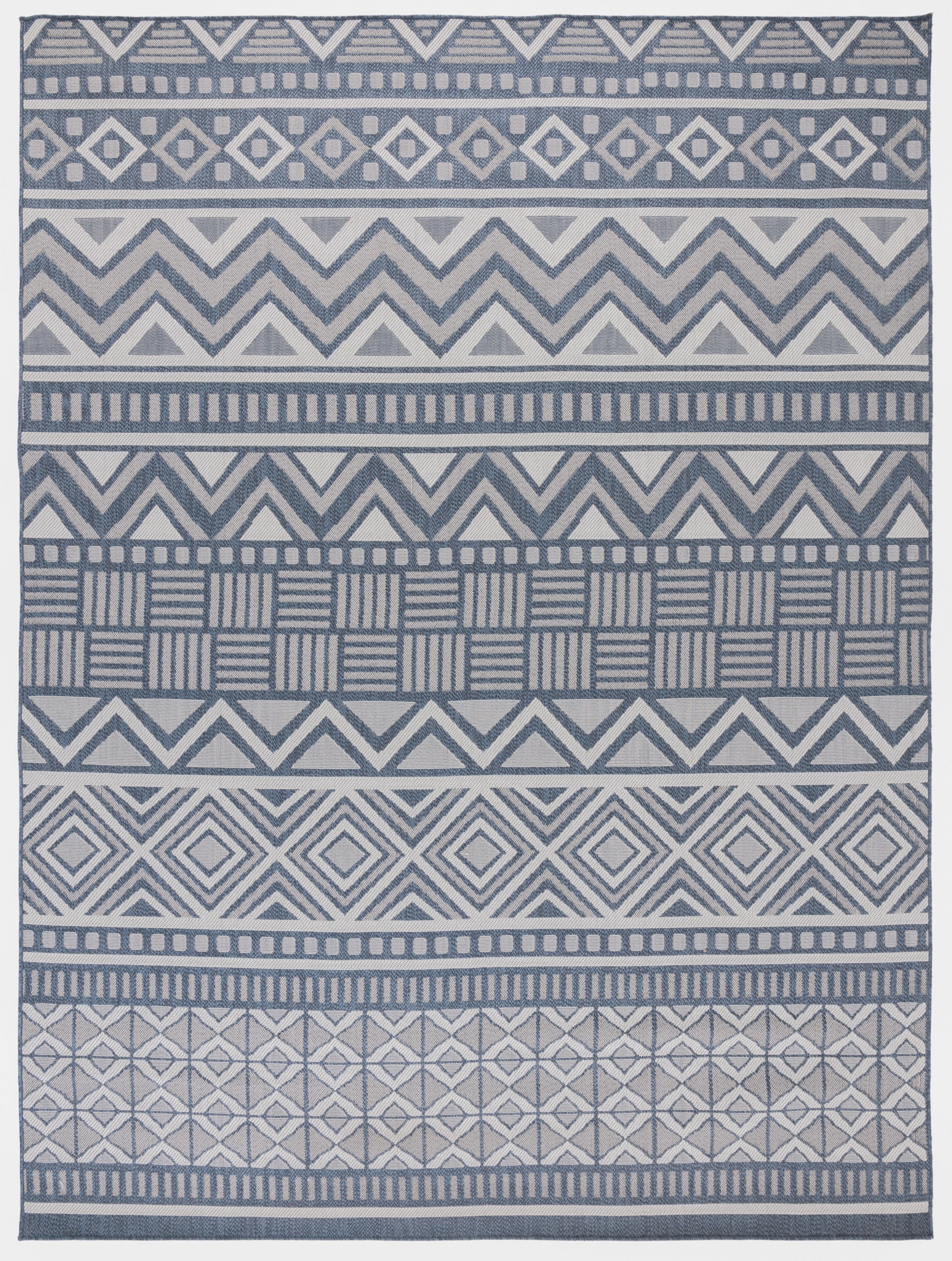 SAFAVIEH Martha Stewart Geometric Indoor/Outdoor Area Rug, Navy/Cream, 9' x 12'