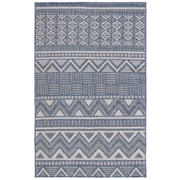 SAFAVIEH Martha Stewart Geometric Indoor/Outdoor Area Rug, Navy/Creme, 4' x 6'