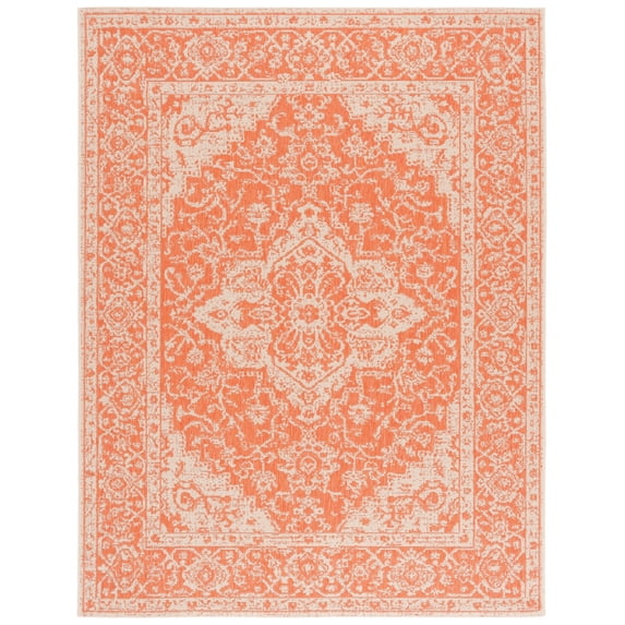 SAFAVIEH Martha Stewart Geometric Indoor/Outdoor Area Rug, Rust/Cream, 6'7" x 9'