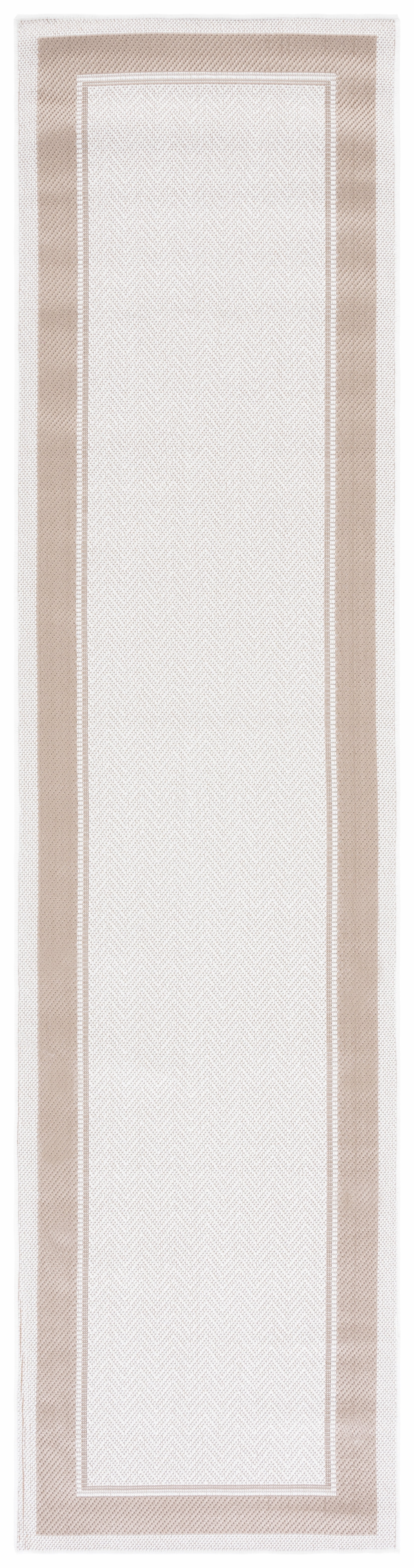 Ivory and Beige Synthetic Runner Rug, 9' x 2'2"
