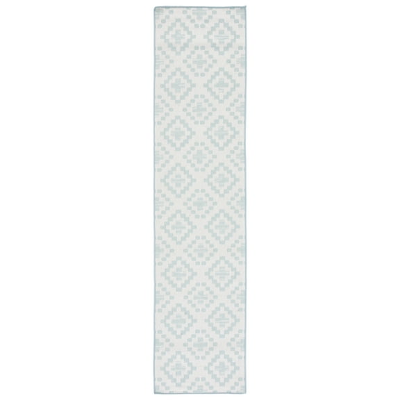SAFAVIEH Martha Stewart Geometric Indoor/Outdoor Runner Rug, Ivory/Grey, 9' x 2'2"