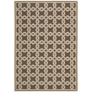 SAFAVIEH Martha Stewart Geometric Interlock Area Rug, Chocolate/Cream, 4' x 5'7"
