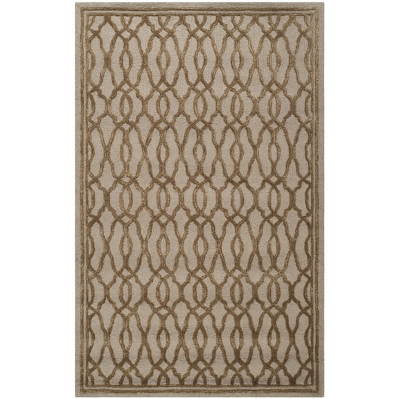SAFAVIEH Martha Stewart Geometric Overlap Bordered Area Rug, Brown/Bronze, 5' x 8'