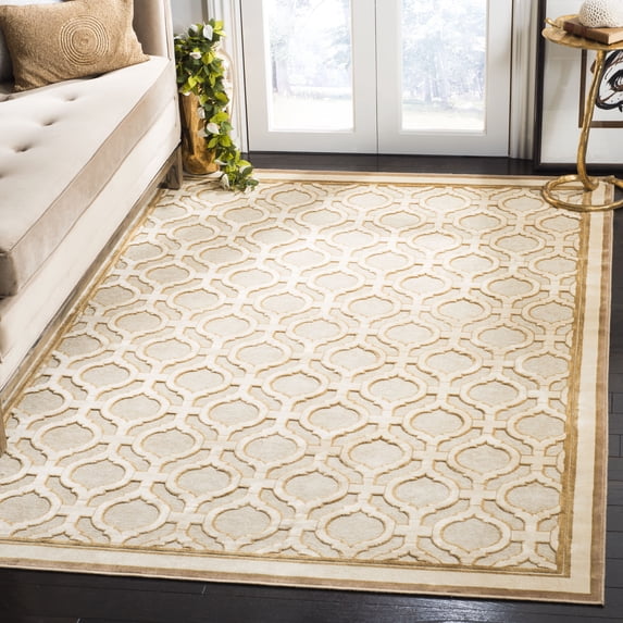 SAFAVIEH Martha Stewart Geometric Quatrefoil Bordered Area Rug, Shortbread, 8'10" x 12'2"