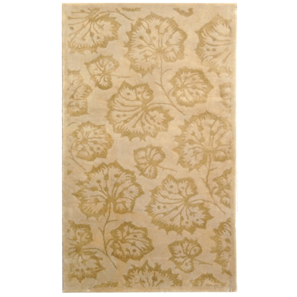 Hazelnut Gold Floral Handmade Wool and Viscose Rug
