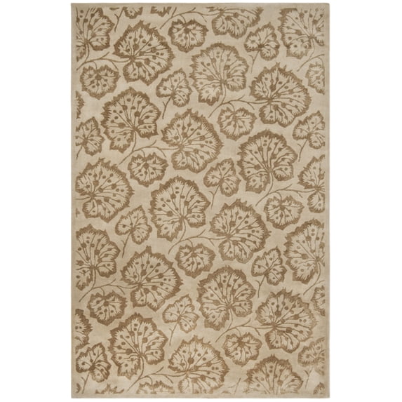 SAFAVIEH Martha Stewart Geranium Leaf Floral Area Rug, Hazelnut/Gold, 5'6" x 8'6"