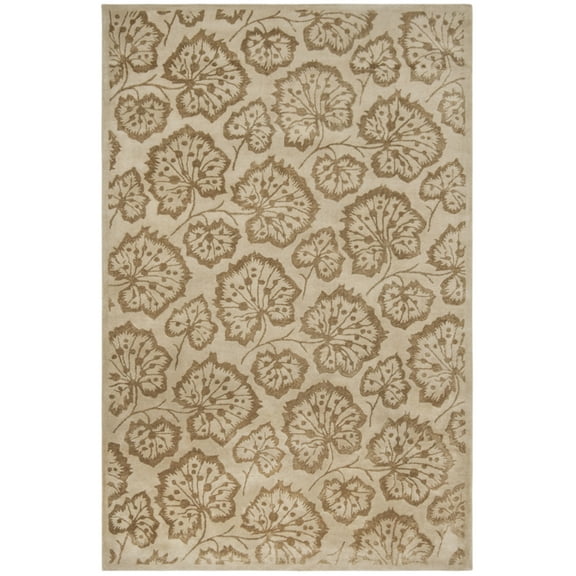 SAFAVIEH Martha Stewart Geranium Leaf Floral Area Rug, Hazelnut/Gold, 5'6" x 8'6"