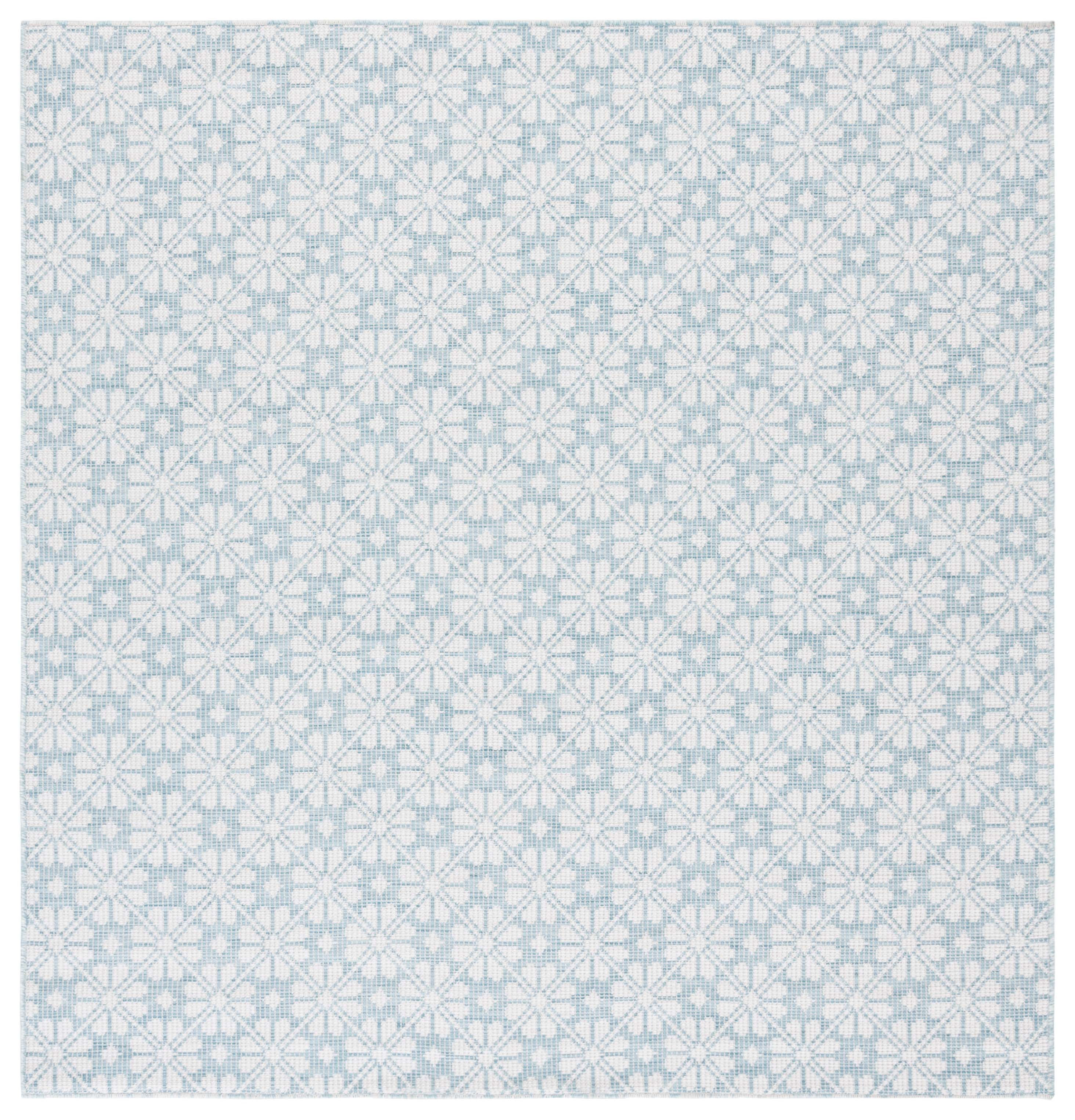 SAFAVIEH Martha Stewart Hampton Diamond Indoor/Outdoor Area Rug, Aqua, 6'5" x 6'5" Square