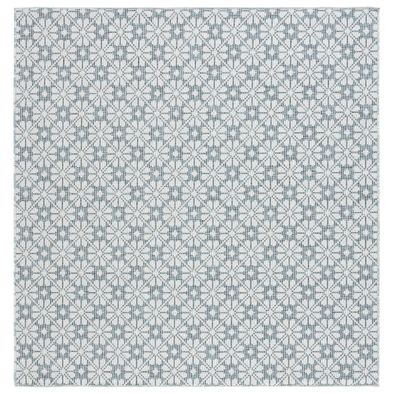 SAFAVIEH Martha Stewart Hampton Diamond Indoor/Outdoor Area Rug, Blue/Beige, 6'5" x 6'5" Square