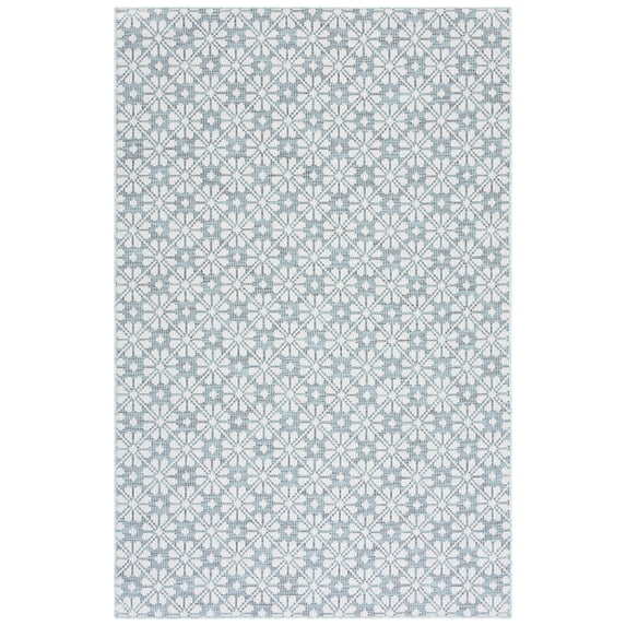 SAFAVIEH Martha Stewart Hampton Diamond Indoor/Outdoor Area Rug, Blue/Beige, 6'5" x 9'6"