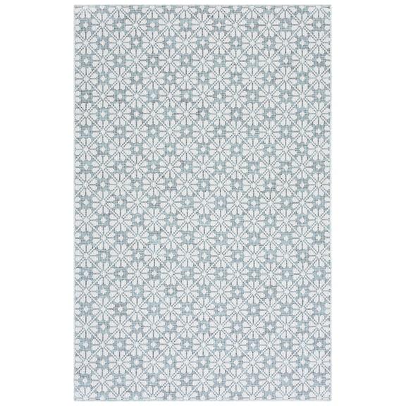 SAFAVIEH Martha Stewart Hampton Diamond Indoor/Outdoor Area Rug, Blue/Beige, 6'5" x 9'6"