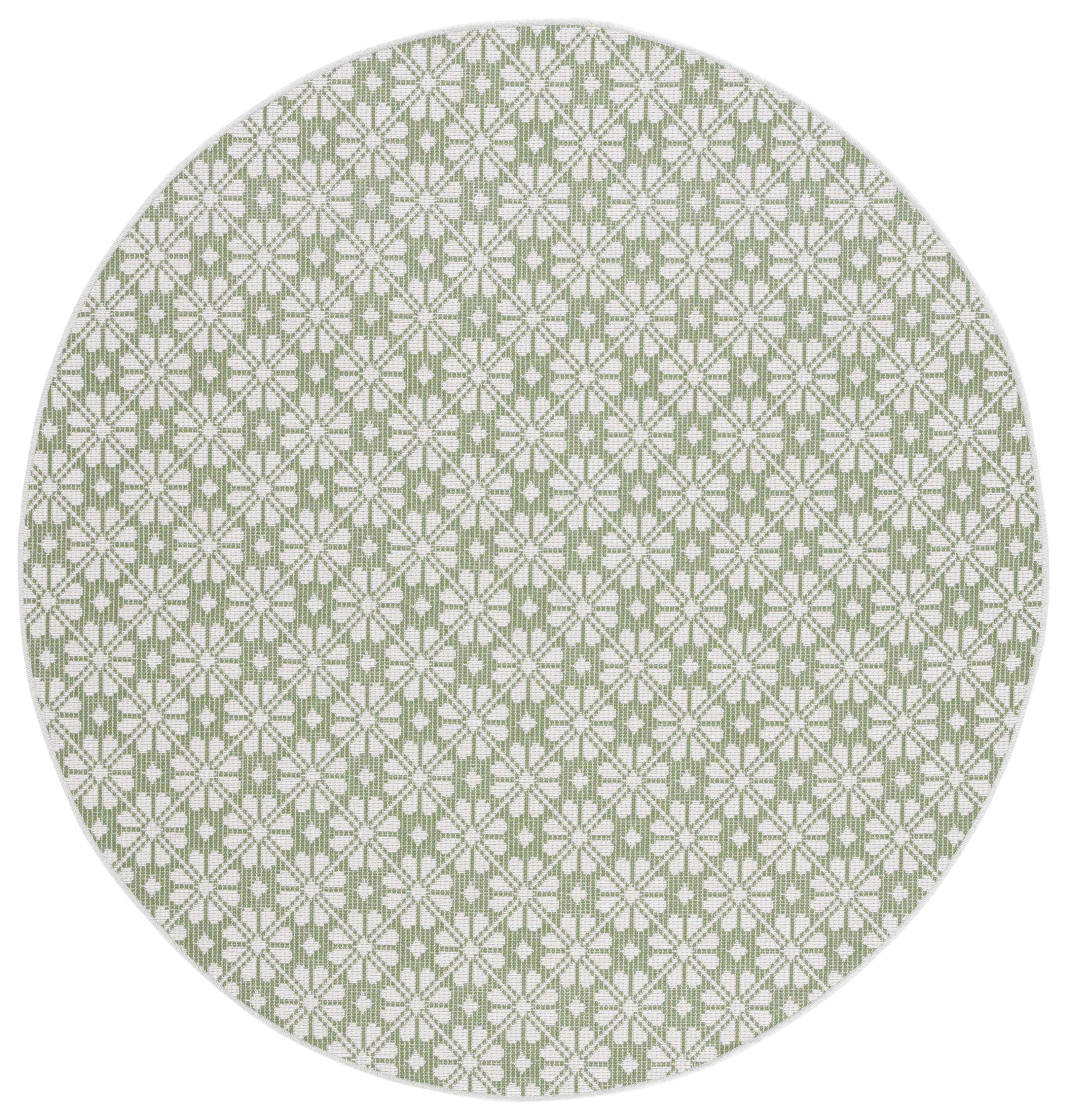 SAFAVIEH Martha Stewart Hampton Diamond Indoor/Outdoor Area Rug, Green/Ivory, 6'5" x 6'5" Round