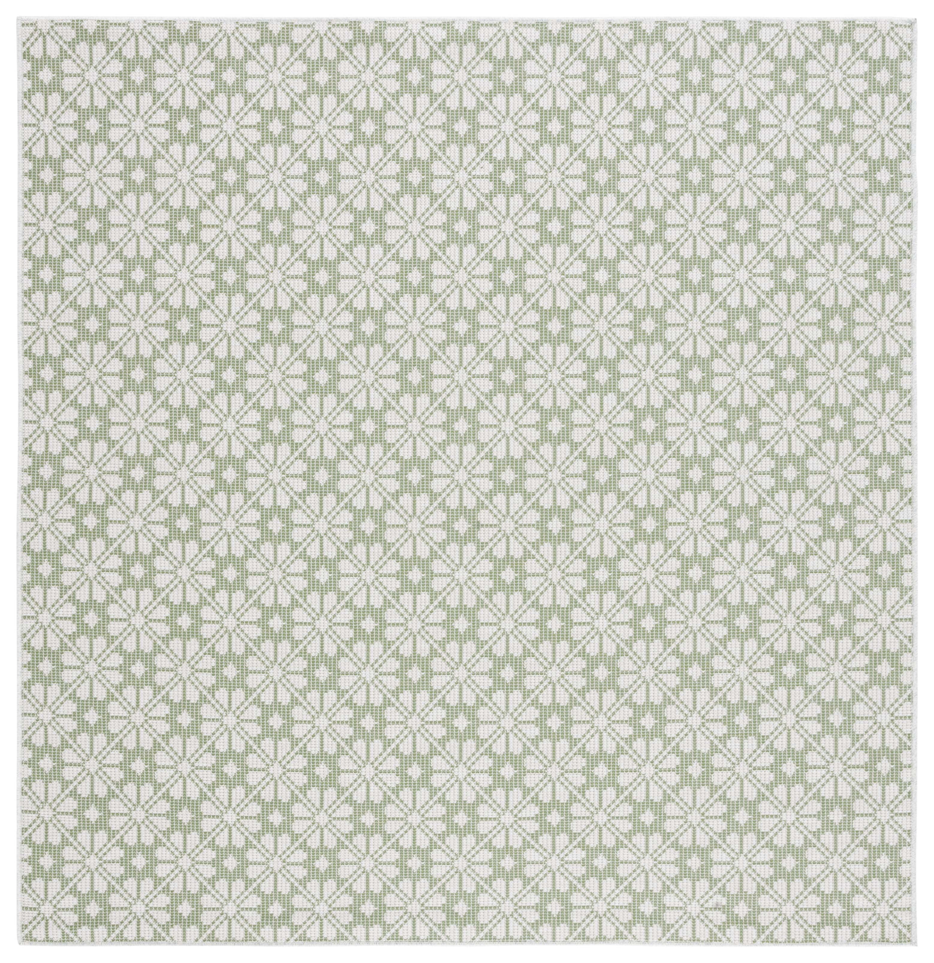 SAFAVIEH Martha Stewart Hampton Diamond Indoor/Outdoor Area Rug, Green/Ivory, 6'5" x 6'5" Square