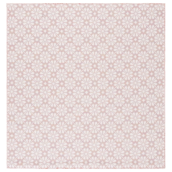 SAFAVIEH Martha Stewart Hampton Diamond Indoor/Outdoor Area Rug, Light Pink/Multi, 6'5" x 6'5" Square