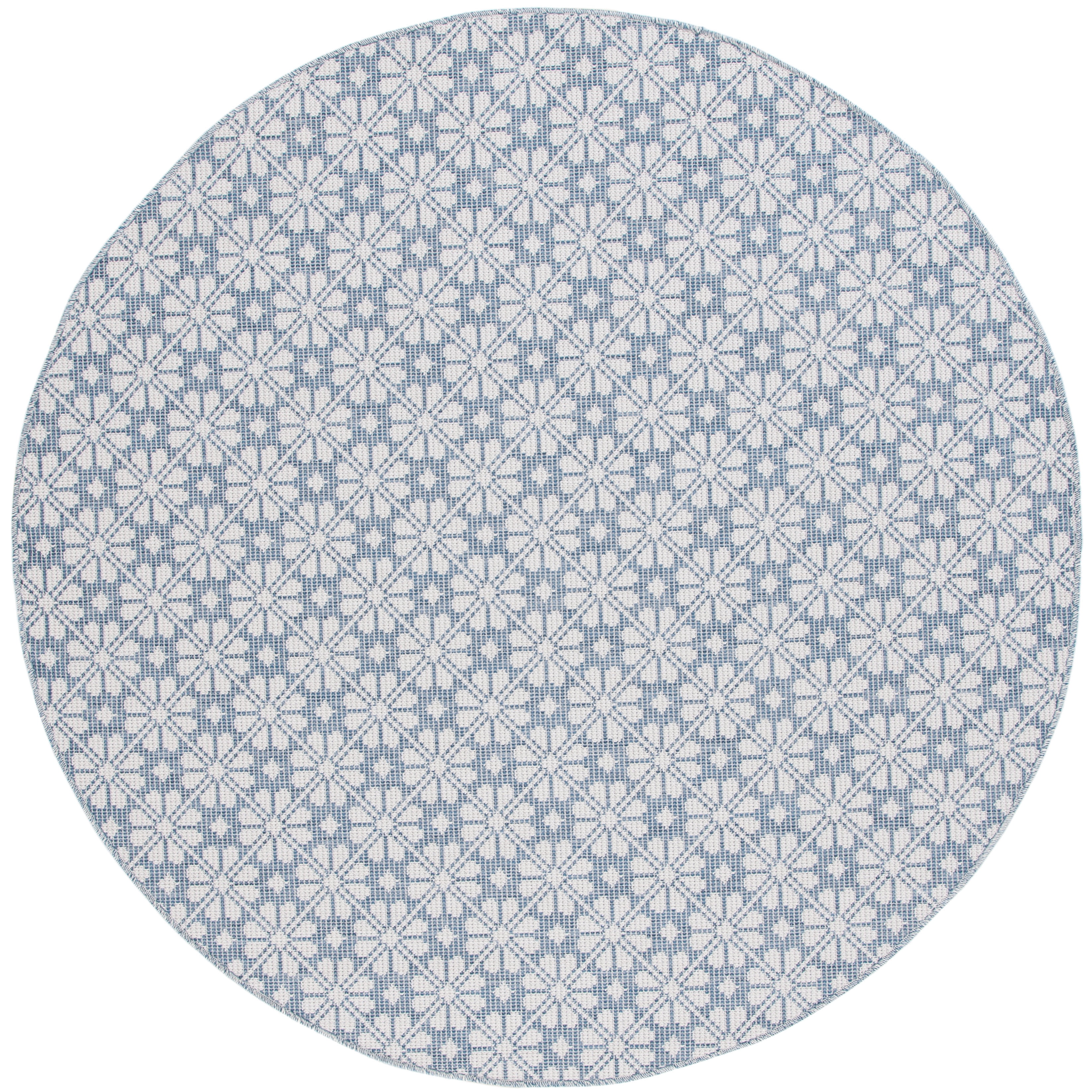 SAFAVIEH Martha Stewart Hampton Diamond Indoor/Outdoor Area Rug, Navy/Ivory, 6'5" x 6'5" Round