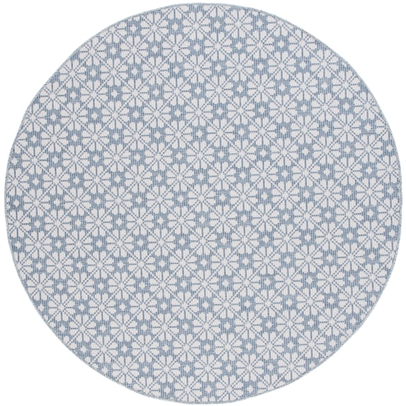 SAFAVIEH Martha Stewart Hampton Diamond Indoor/Outdoor Area Rug, Navy/Ivory, 6'5" x 6'5" Round