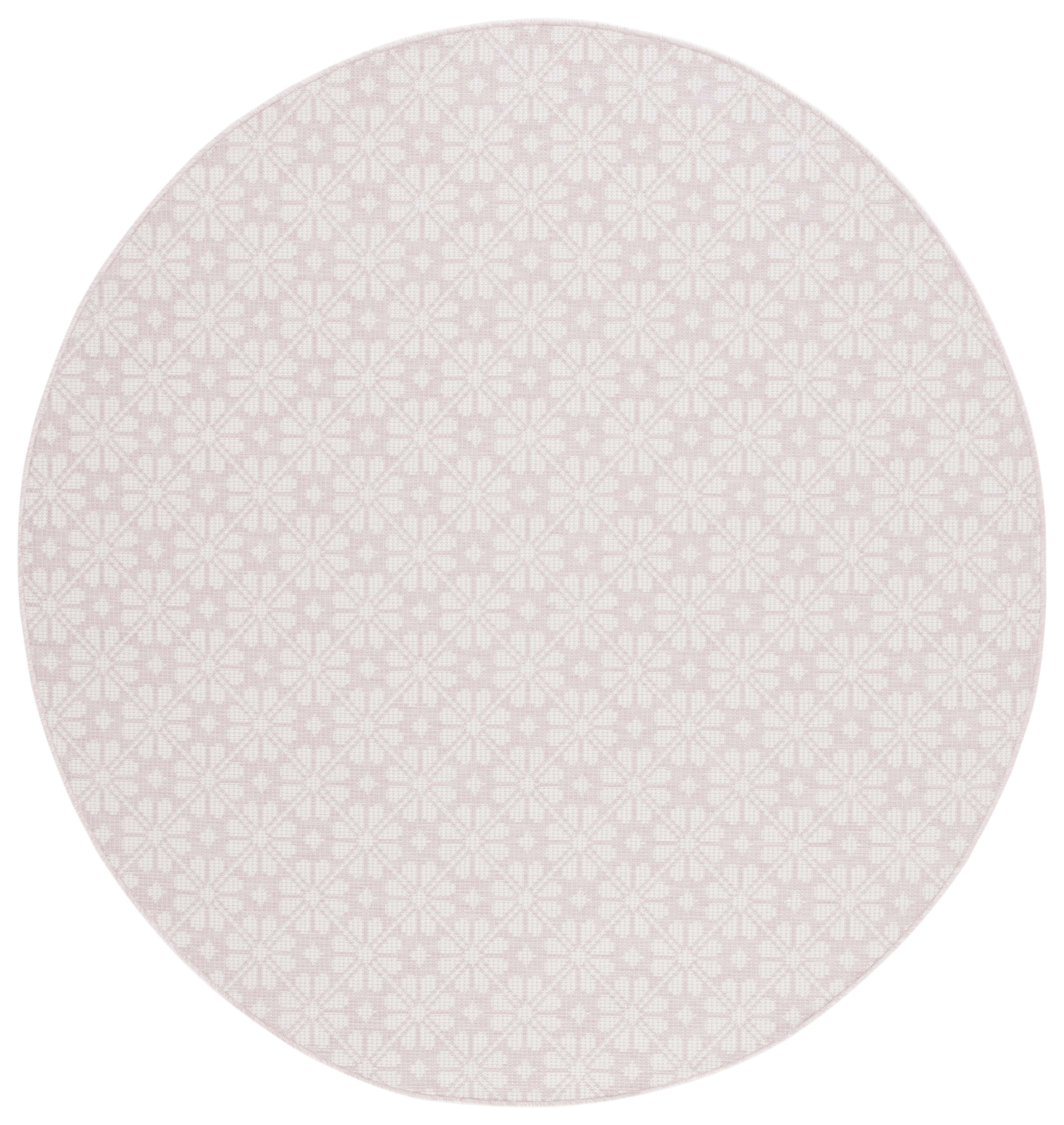 SAFAVIEH Martha Stewart Hampton Diamond Indoor/Outdoor Area Rug, Pink/Ivory, 6'5" x 6'5" Round