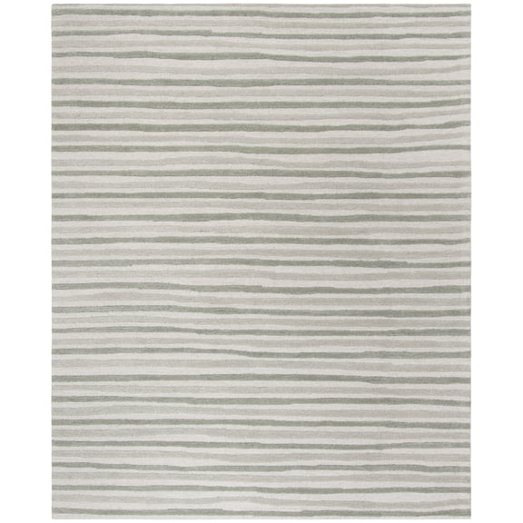 SAFAVIEH Martha Stewart Hand Drawn Stripe Area Rug, Nimbus Cloud Grey, 9' x 12'