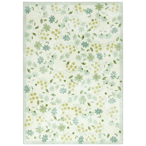 SAFAVIEH Martha Stewart Igor Floral Machine Washable Area Rug, Beige/Light Green, 3' x 5'