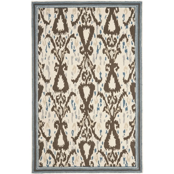 SAFAVIEH Martha Stewart Ikat Pendant Bordered Wool Area Rug, Mariner, 9' x 12'