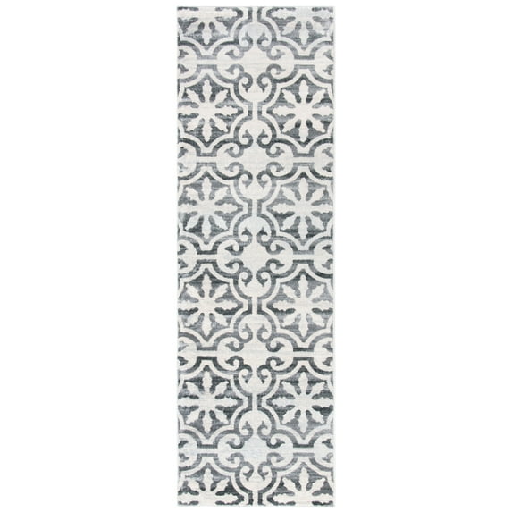 SAFAVIEH Martha Stewart Isabella Clover Runner Rug, Grey/Ivory, 2'2" x 7'