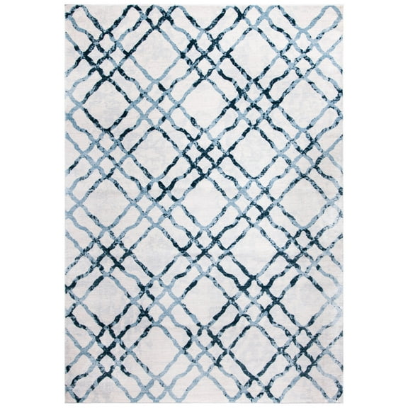 SAFAVIEH Martha Stewart Isabella Diamond Area Rug, Ivory/Turquoise, 5'3" x 7'7"