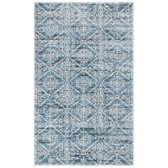SAFAVIEH Martha Stewart Isabella Tazmin Diamond Area Rug, Denim Blue/Ivory, 4' x 6'