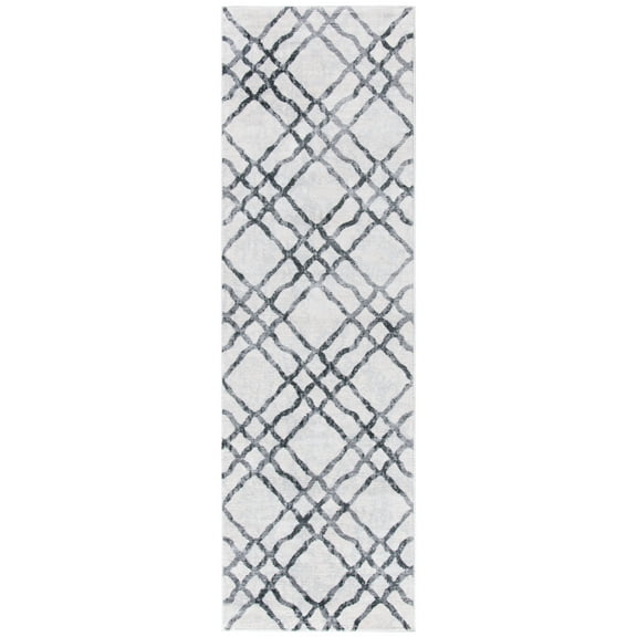 SAFAVIEH Martha Stewart Isabella Hughie Diamond Runner Rug, Ivory/Grey, 2'2" x 7'