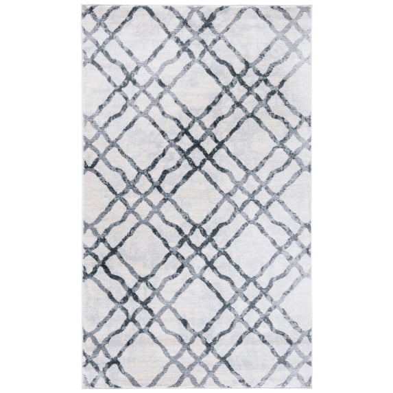 SAFAVIEH Martha Stewart Isabella Hughie Diamond Area Rug, Ivory/Grey, 3' x 5'