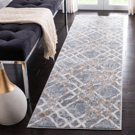 Safavieh Martha Stewart Isabella Hughie Diamond Runner Rug, Silver/Ivory, 2'2" x 7'