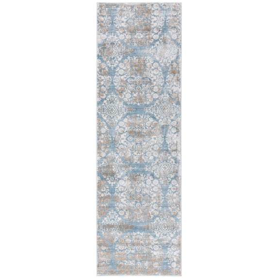 SAFAVIEH Martha Stewart Isabella Willoughby Floral Runner Rug, Denim Blue/Ivory, 2'2" x 7'