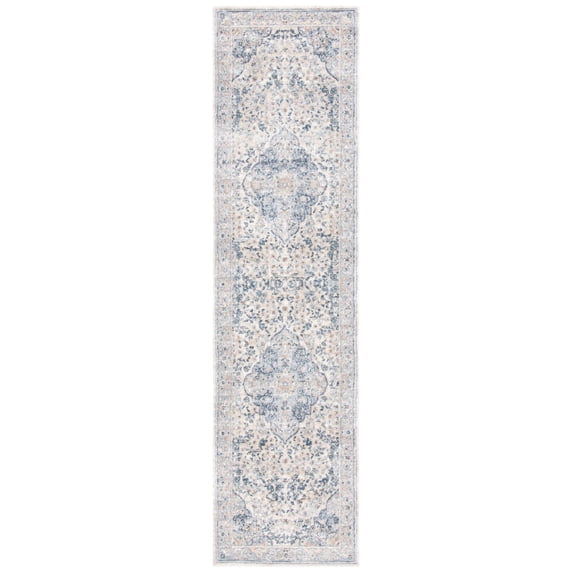 SAFAVIEH Martha Stewart Jane Floral Bordered Runner Rug, Cream/Blue, 2'2" x 8'