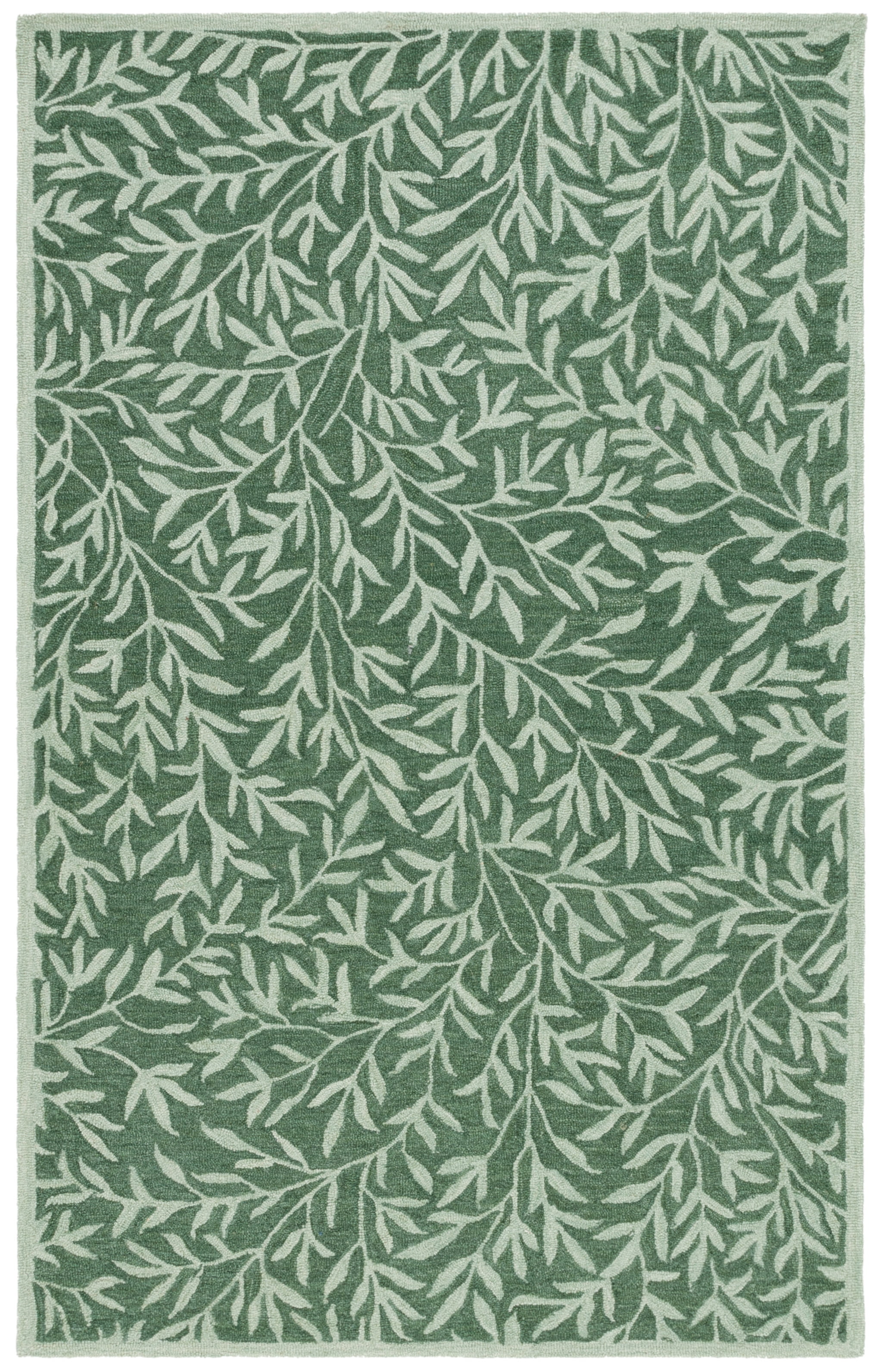 Handmade Green Floral Tufted Wool 9' x 12' Rug