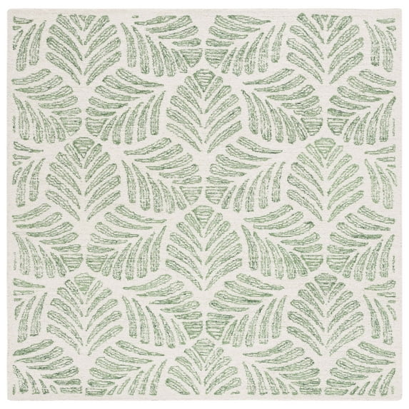 SAFAVIEH Martha Stewart Jardin Floral Area Rug, Ivory/Green, 6' x 6' Square