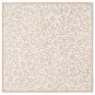 SAFAVIEH Martha Stewart Jardin Jared Floral Area Rug, Ivory/Beige, 6' x 6' Square