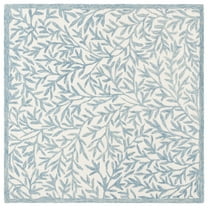 SAFAVIEH Martha Stewart Jardin Jared Floral Area Rug, Ivory/Blue, 6' x 6' Square