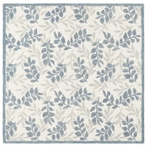 SAFAVIEH Martha Stewart Jardin Regena Floral Area Rug, Ivory/Grey, 6' x 6' Square