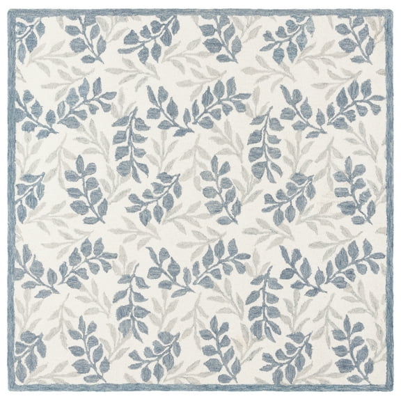 SAFAVIEH Martha Stewart Jardin Regena Floral Area Rug, Ivory/Grey, 6' x 6' Square