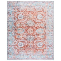 SAFAVIEH Martha Stewart Jazmyn Floral Machine Washable Area Rug, Turquoise/Rust, 8' x 10'