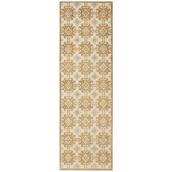 SAFAVIEH Martha Stewart Kader Floral Geometric Runner Rug, Taupe/Cream, 2'5" x 7'6"