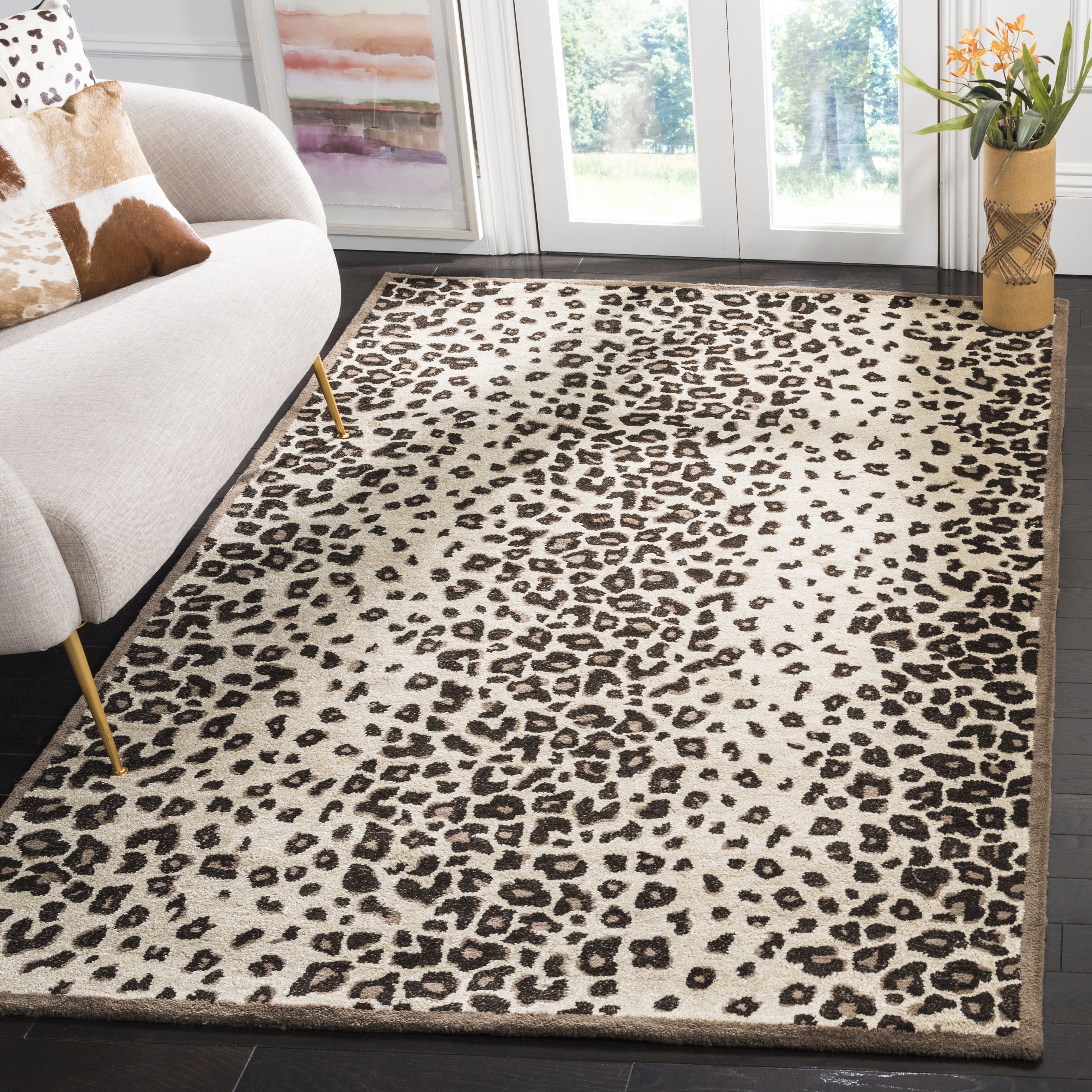Hand-Tufted Round Gray Wool & Viscose 30" Area Rug