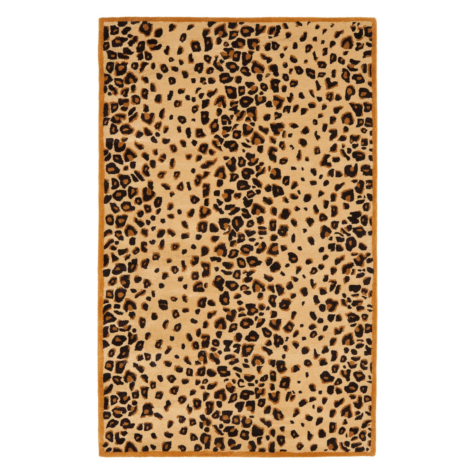 Teak and Black Hand-Tufted Wool 4' x 6' Rug