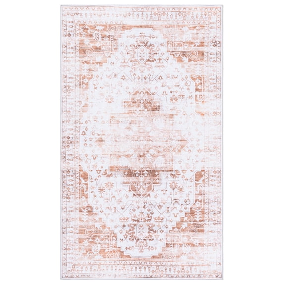 SAFAVIEH Martha Stewart Kiana Medallion Machine Washable Area Rug, Beige/Gold, 3' x 5'