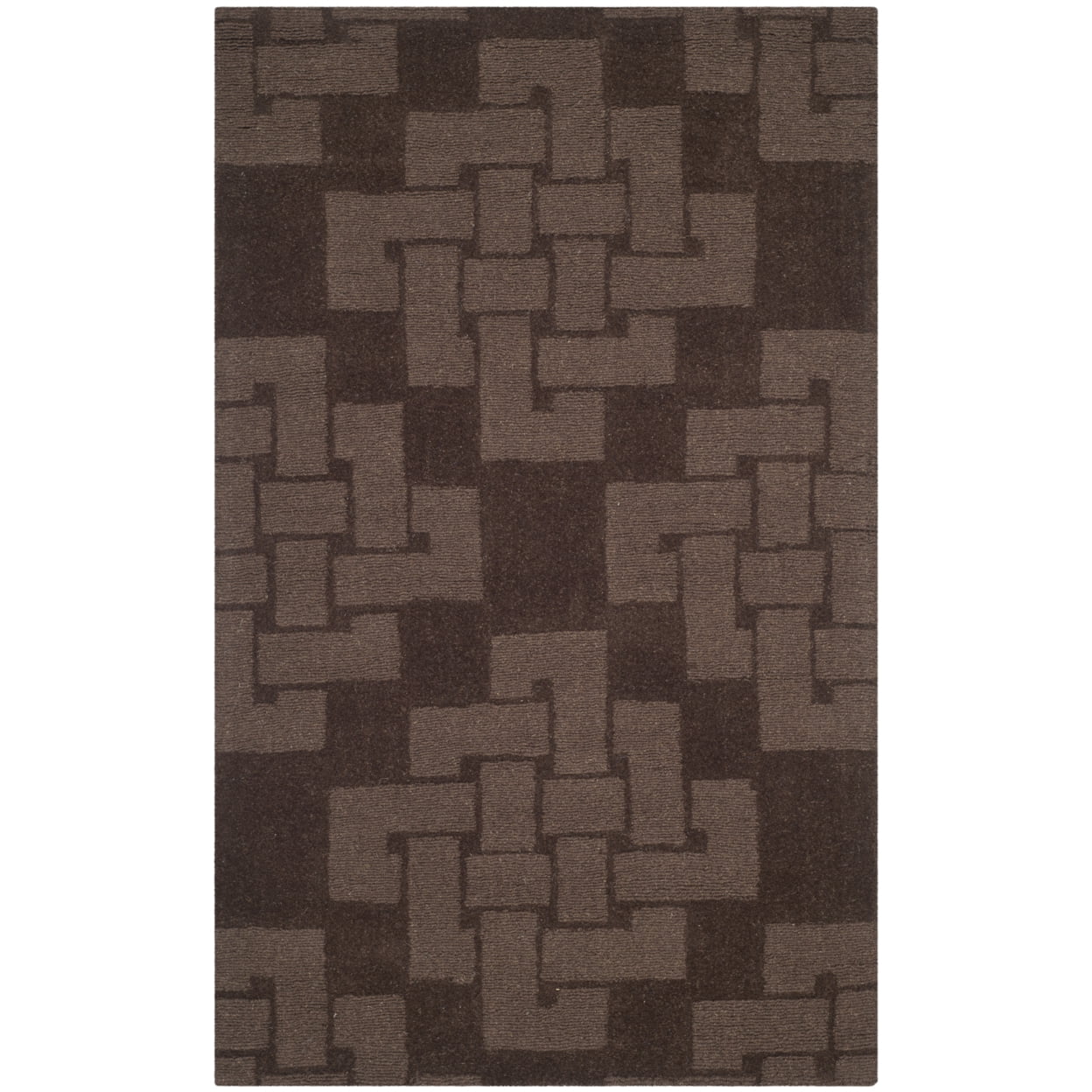Handcrafted Chocolate Truffle Tufted Wool Rectangular Rug